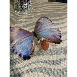 Oval Cab Sunstone  925 Sterling Silver Ring